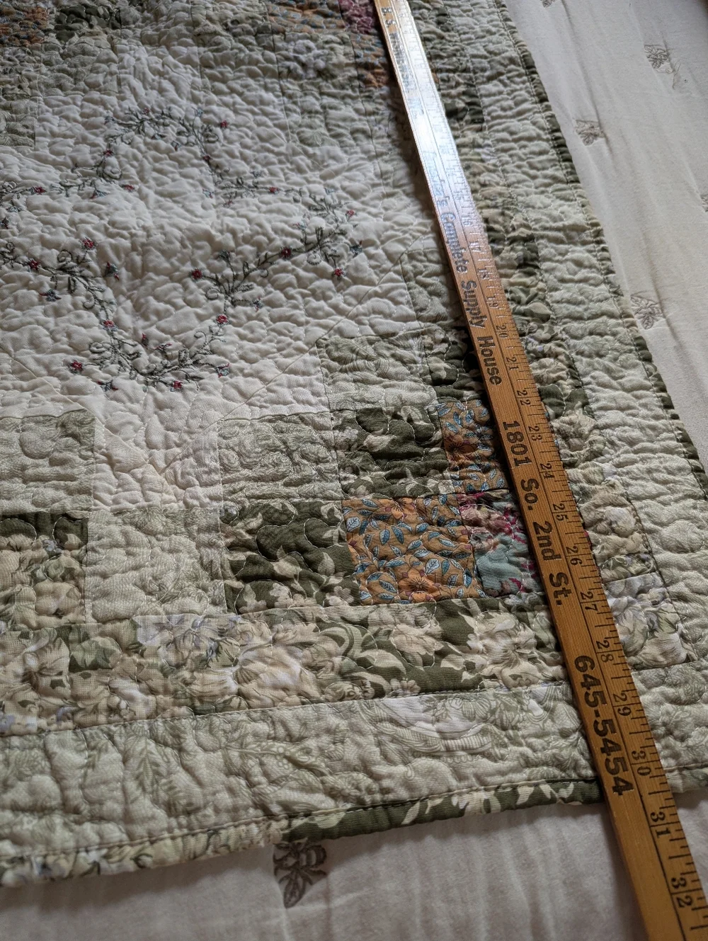 Set of 2 embroidery quilt style pillow shams standard size